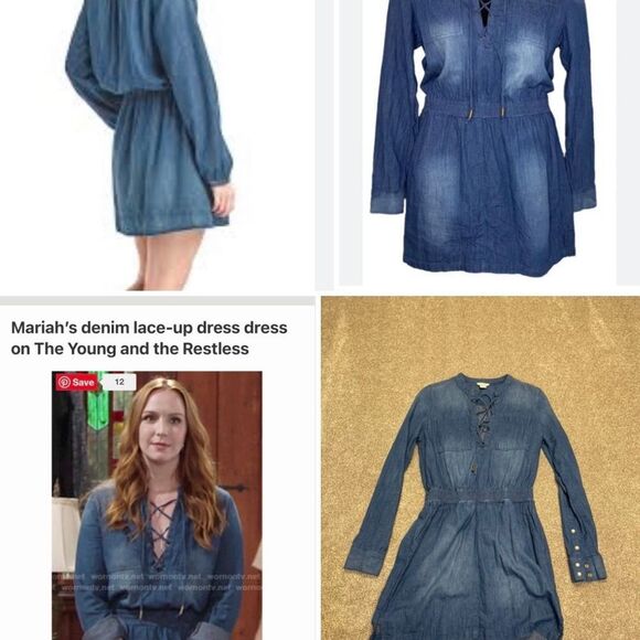 Guess womens denim dress romper sz Xsmall tp stretch pearl button western - Picture 2 of 12